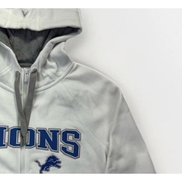 Detroit Lions Womens Hoodie Antigua Full Zip Sweatshirt White Size M NFL - Picture 3 of 9